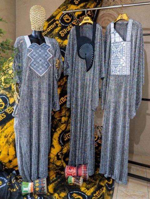 Anike Agbada With Embroidery Neck