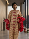 Adunni Organdi and Organza Kaftan With Ruffles and Chinese Buttons