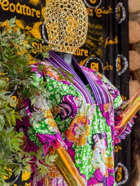 Abeke Sequined Ankara Boubou With Aso Oke