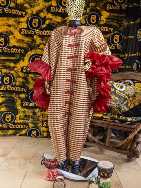 Adebayo Organdi and Organza Kaftan With Ruffles and Chinese Buttons