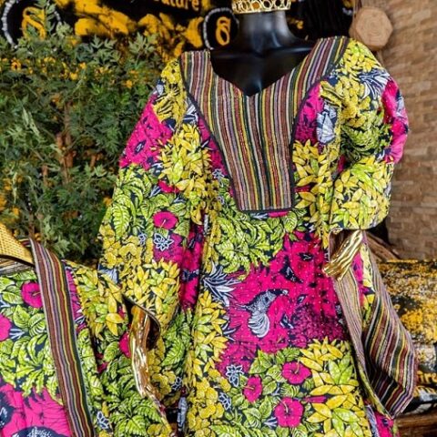 Aweni Stoned Ankara Boubou With Aso Oke
