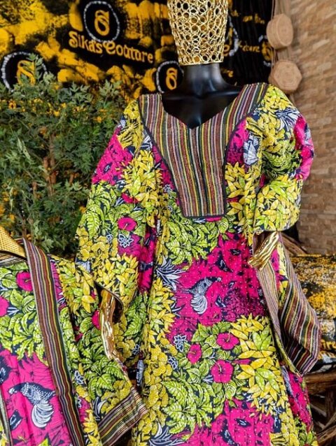 Aweni Stoned Ankara Boubou With Aso Oke