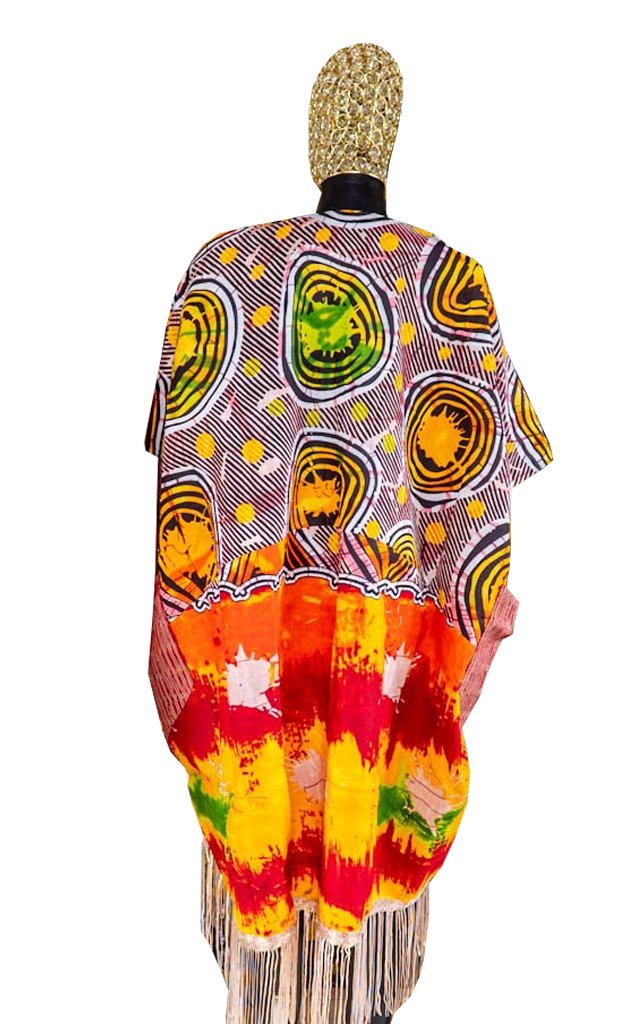 Kunbi Ankara Dress With Aso Oke Pocket And Fringes - Image 9