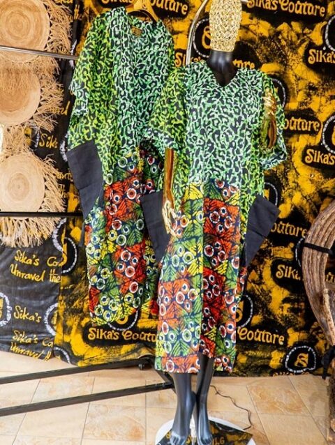 Alake Short Ankara Gown With Aso Oke Pocket