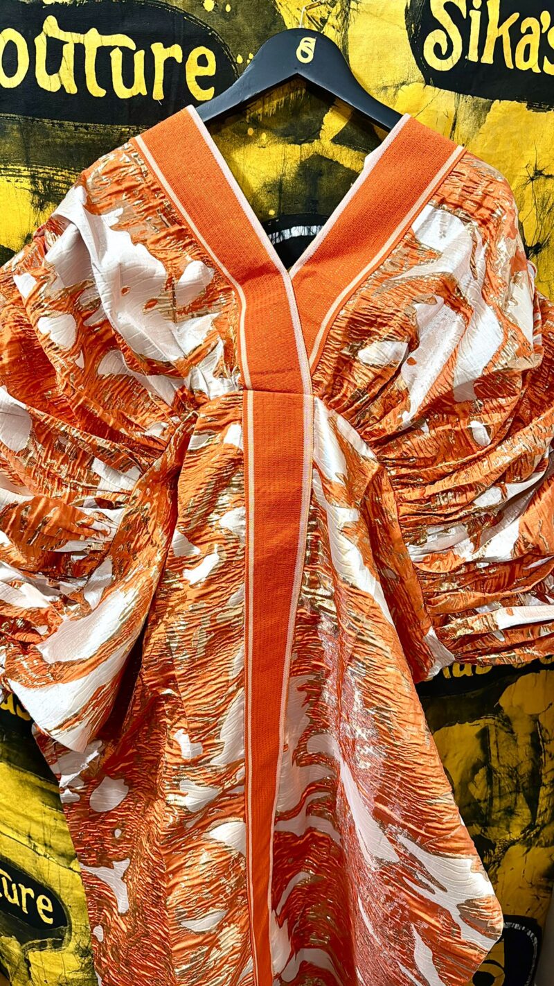 Ajoke Brocade  Boubou With Aso Oke and Ruffled Sleeves - Image 13