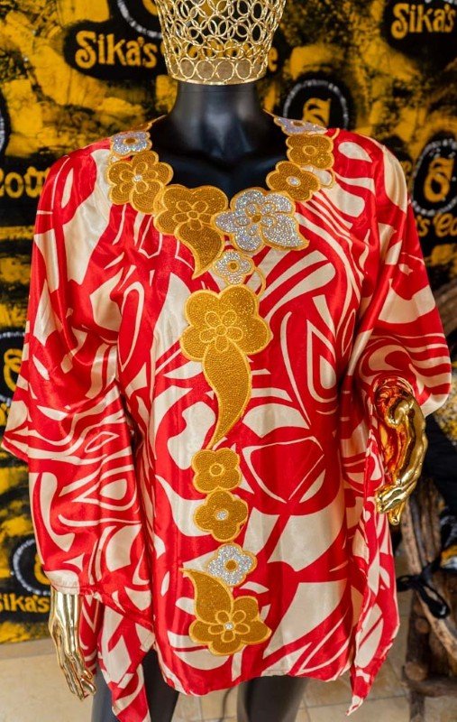 Tiwa Silk Blouse With Stoned Embroidery Neck - Image 6